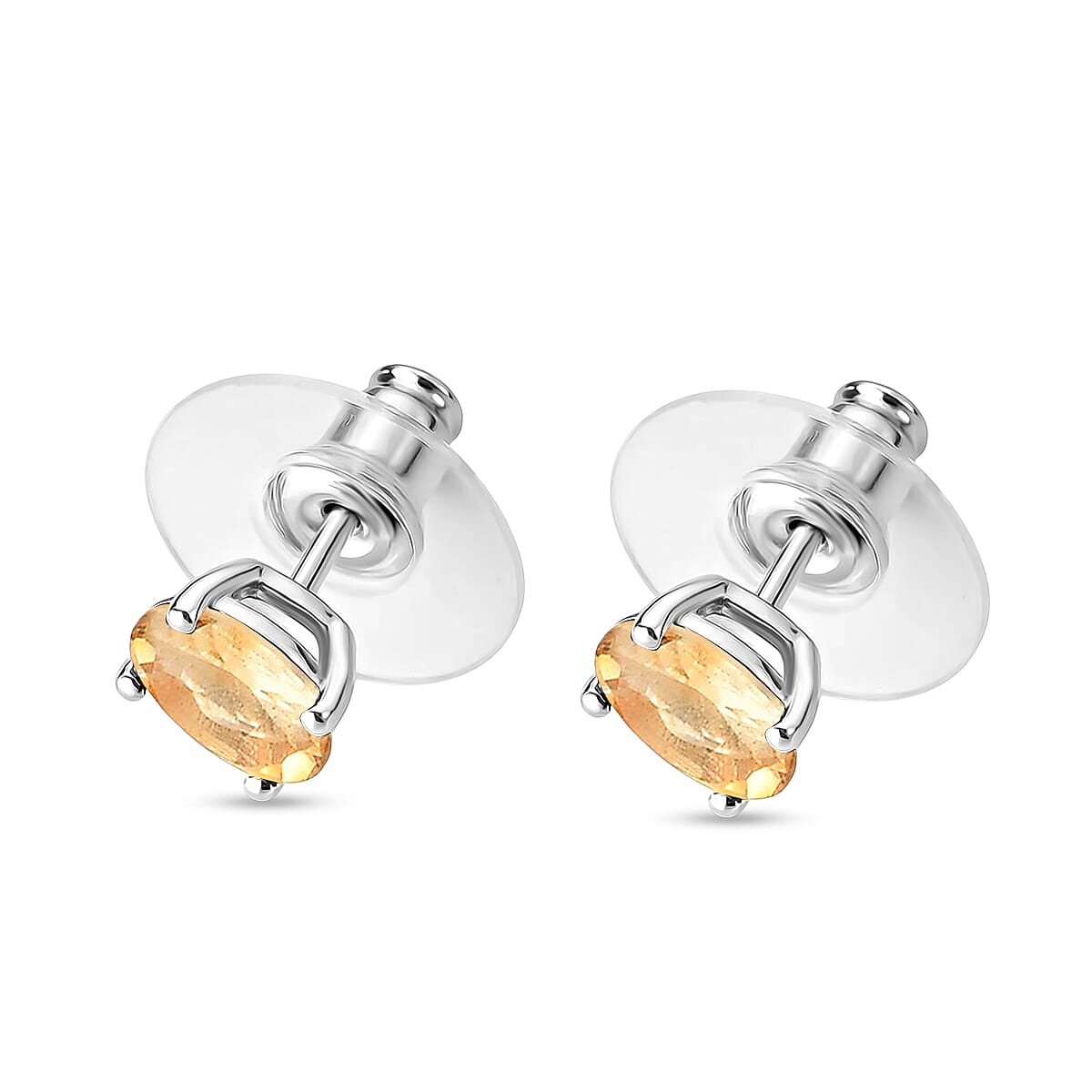 D'Joy Brazilian Citrine Solitaire Stud Earrings in Sterling Silver 1.60 ctw