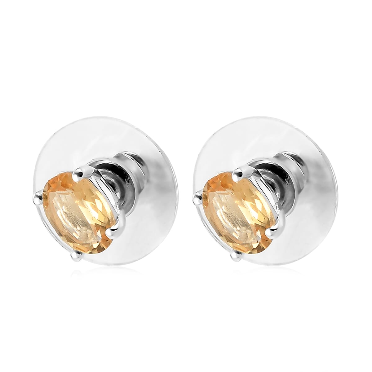 D'Joy Brazilian Citrine 1.35 ctw Solitaire Stud Earrings in Sterling Silver image number 3