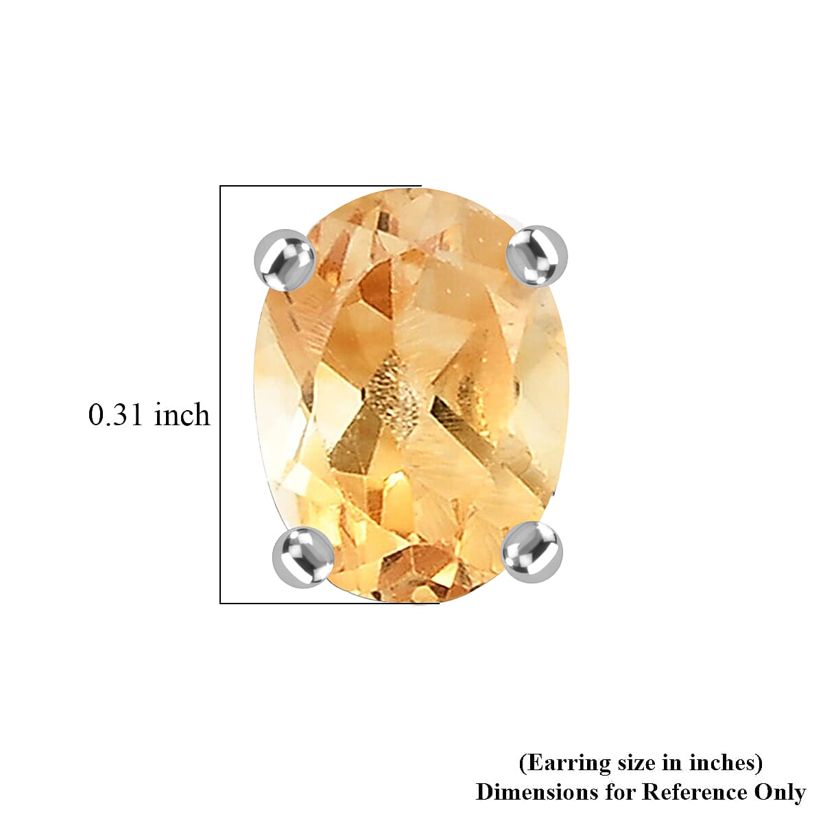 D'Joy Brazilian Citrine Solitaire Stud Earrings in Sterling Silver 1.60 ctw