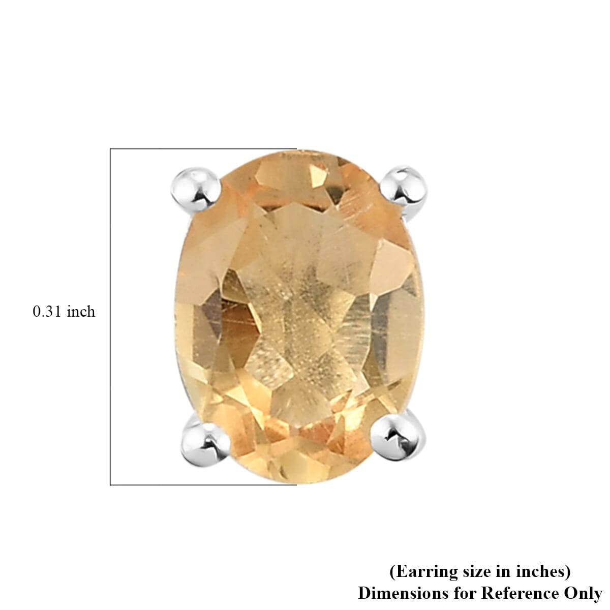 D'Joy Brazilian Citrine 1.35 ctw Solitaire Stud Earrings in Sterling Silver image number 4