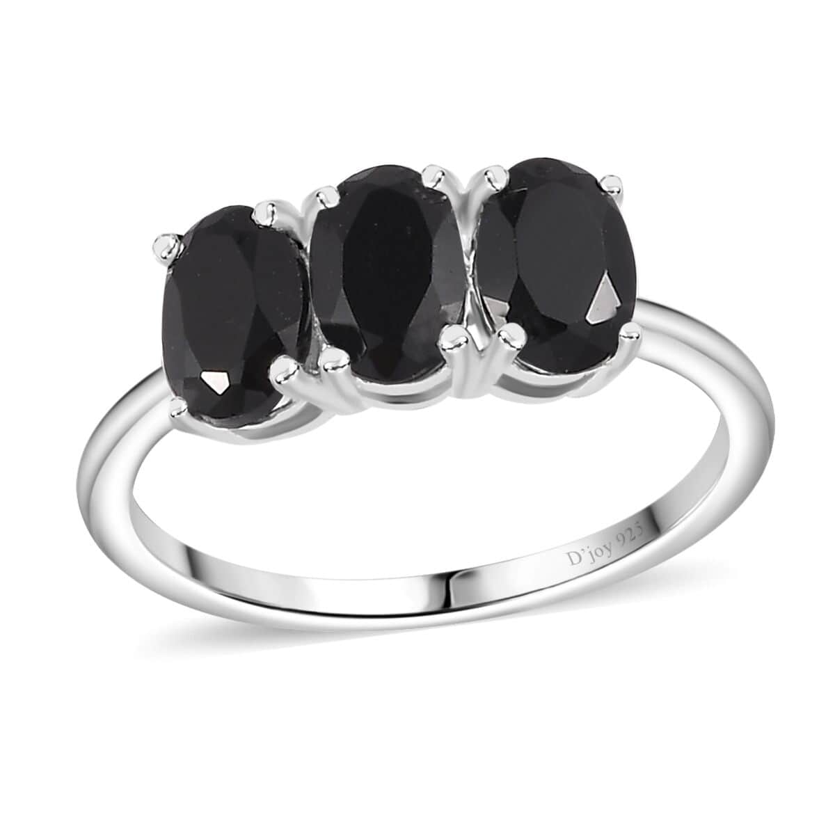 Thai Black Spinel 3 Stone Ring in Sterling Silver (Size 6.0) 1.65 ctw image number 0