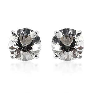 Brazilian Petalite Solitaire Stud Earrings in Sterling Silver 1.25 ctw