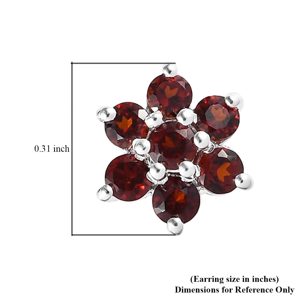Mozambique Garnet Floral Stud Earrings in Sterling Silver 0.85 ctw image number 4
