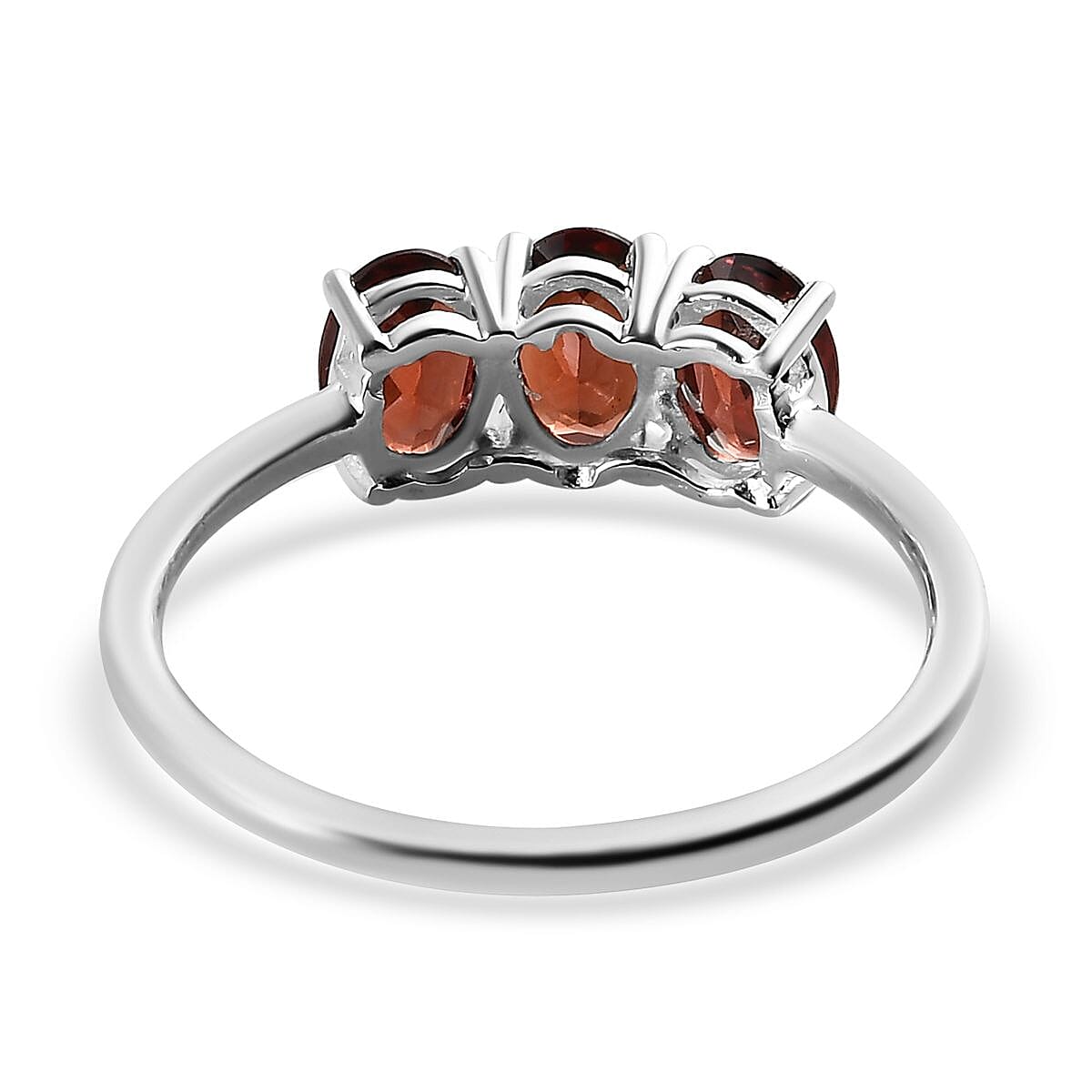 D'Joy Mozambique Garnet 1.75 ctw 3 Stone Ring in Sterling Silver (Size 9.0) image number 4