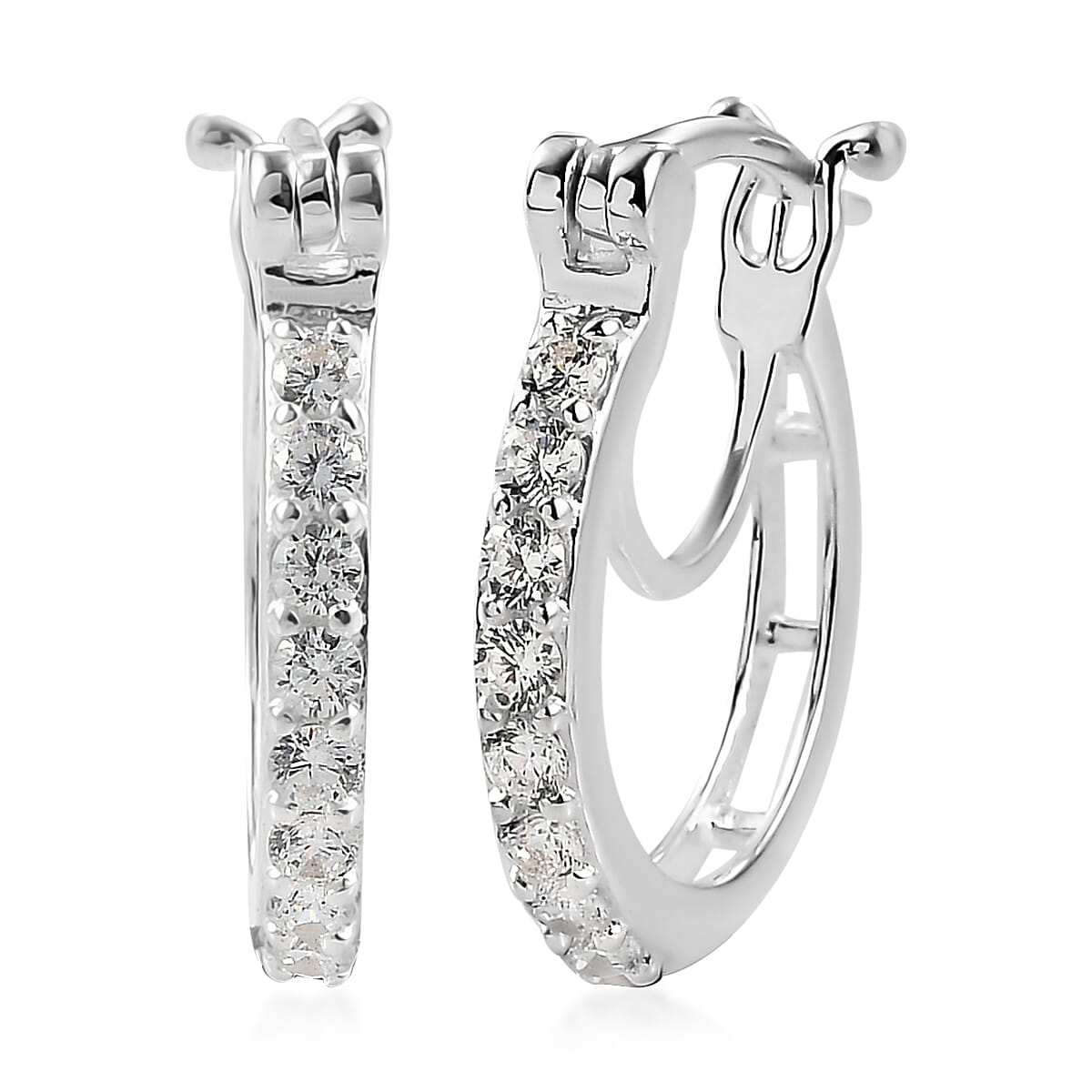 Simulated Diamond Hoop Earrings in Sterling Silver 0.90 ctw image number 0