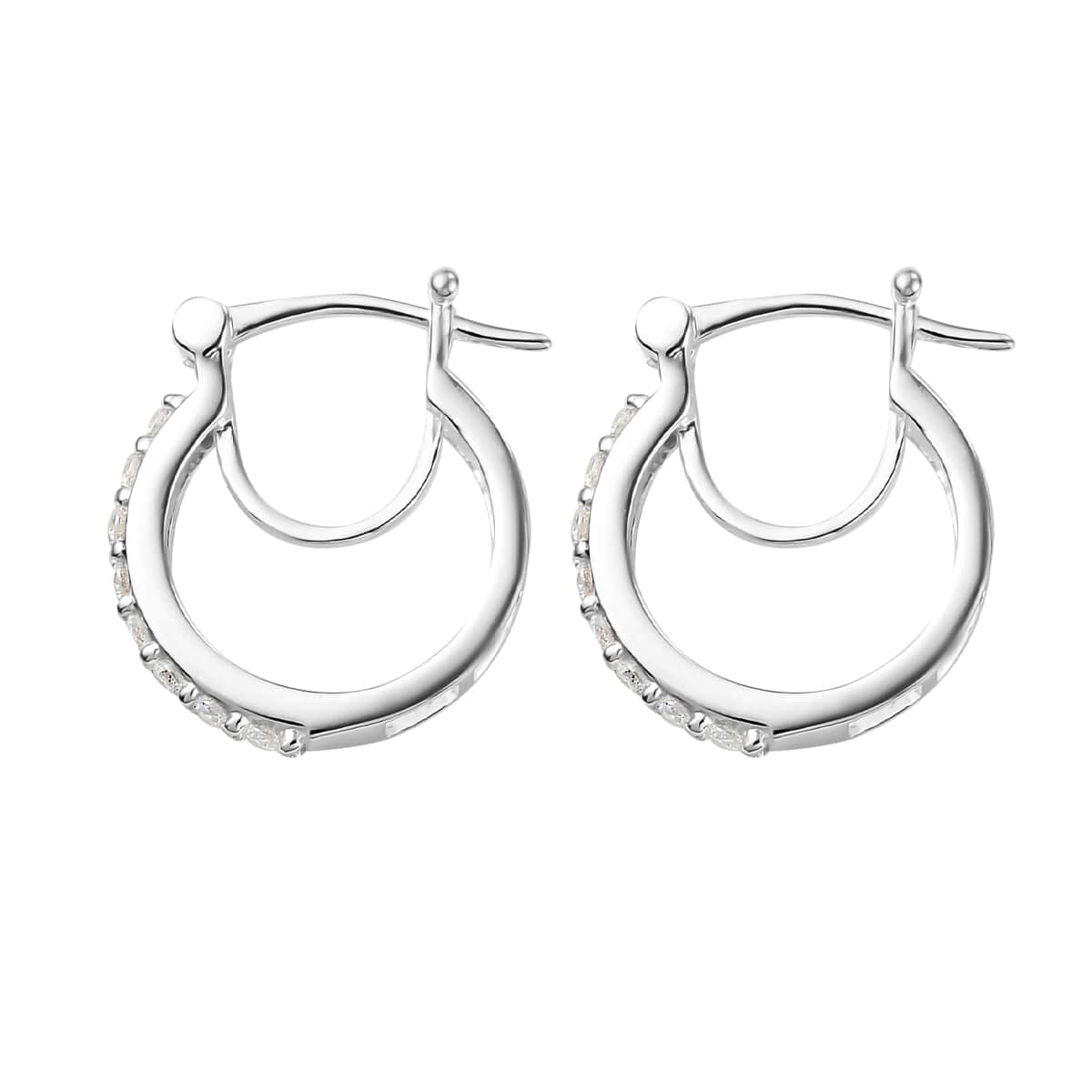 Simulated Champagne Diamond Hoop Earrings in Sterling Silver 1.10 ctw image number 3