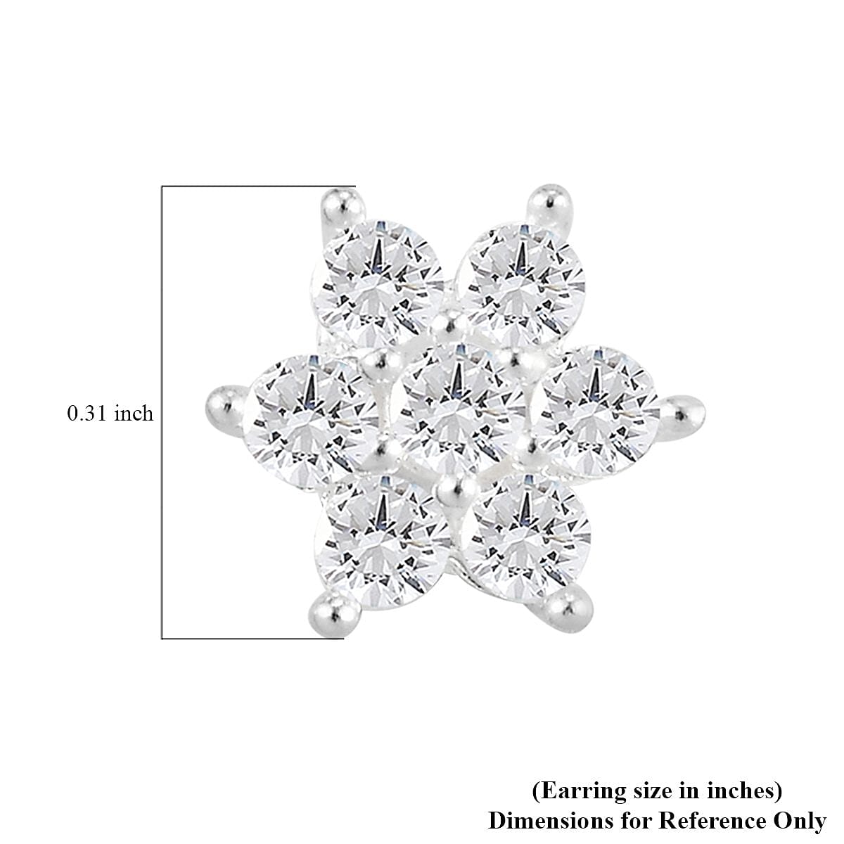Natural White Zircon Floral Stud Earrings in Sterling Silver 1.00 ctw image number 4