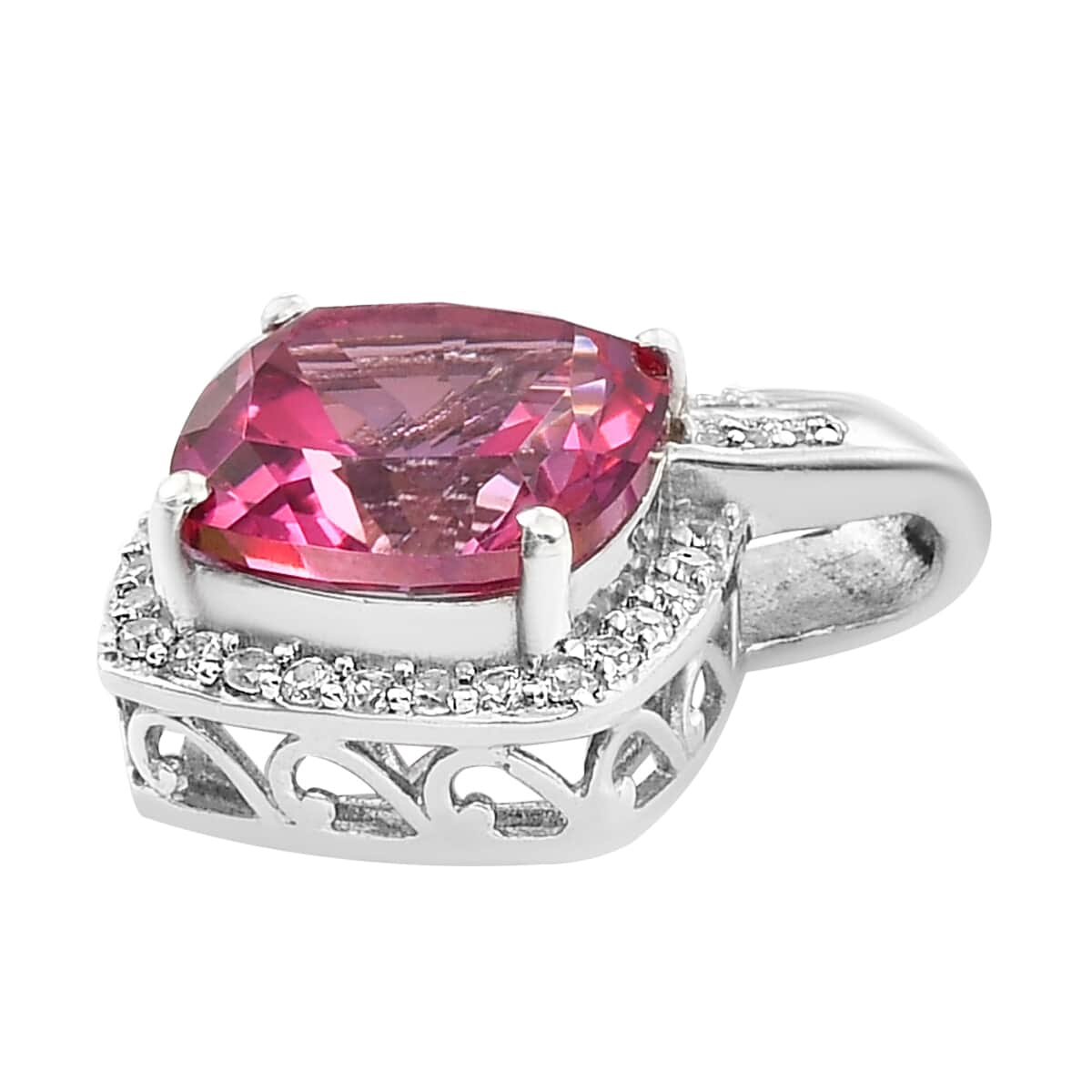 Pure Pink Mystic Topaz and Natural White Zircon Pendant in Platinum Over Sterling Silver 5.25 ctw image number 2