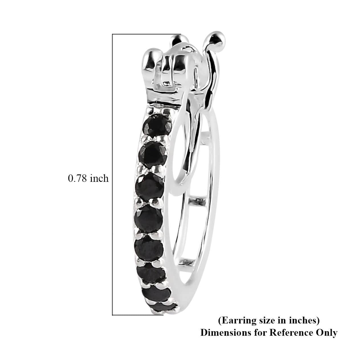 Simulated Black Diamond Hoop Earrings in Sterling Silver 1.00 ctw image number 4