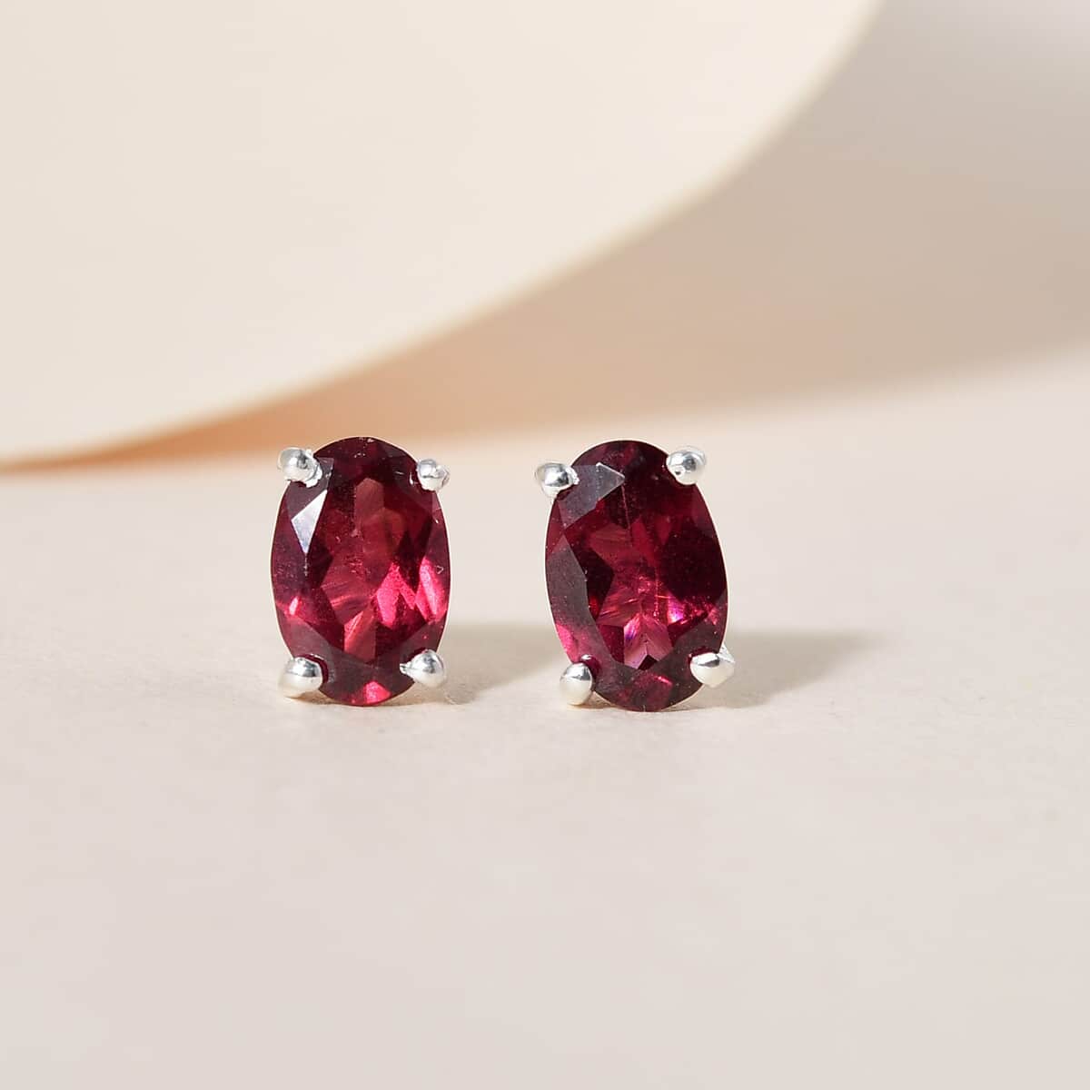 Orissa Rhodolite Garnet Solitaire Stud Earrings in Sterling Silver, Garnet Jewelry, Birthday Anniversary Gift For Her 1.15 ctw image number 1