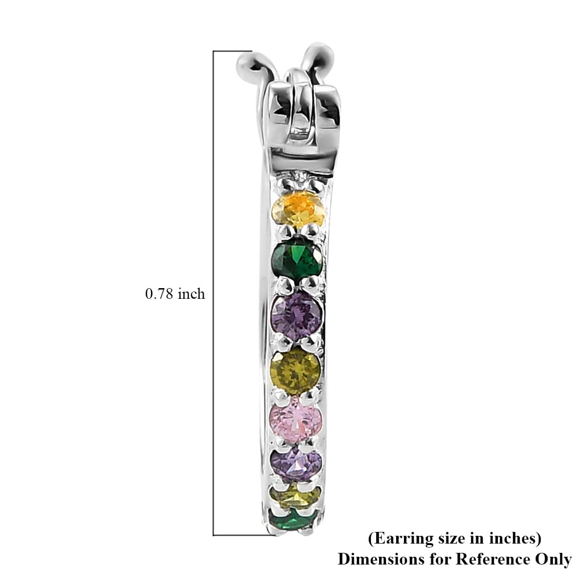 Simulated Multi Color Diamond Hoop Earrings in Sterling Silver 1.00 ctw image number 4