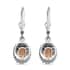 Premium Ceylon Imperial Garnet Leverback Earrings in Platinum Plated Sterling Silver, Zircon Halo Earrings, Coffee Zircon Dangle Earrings For Women 2.35 ctw image number 3