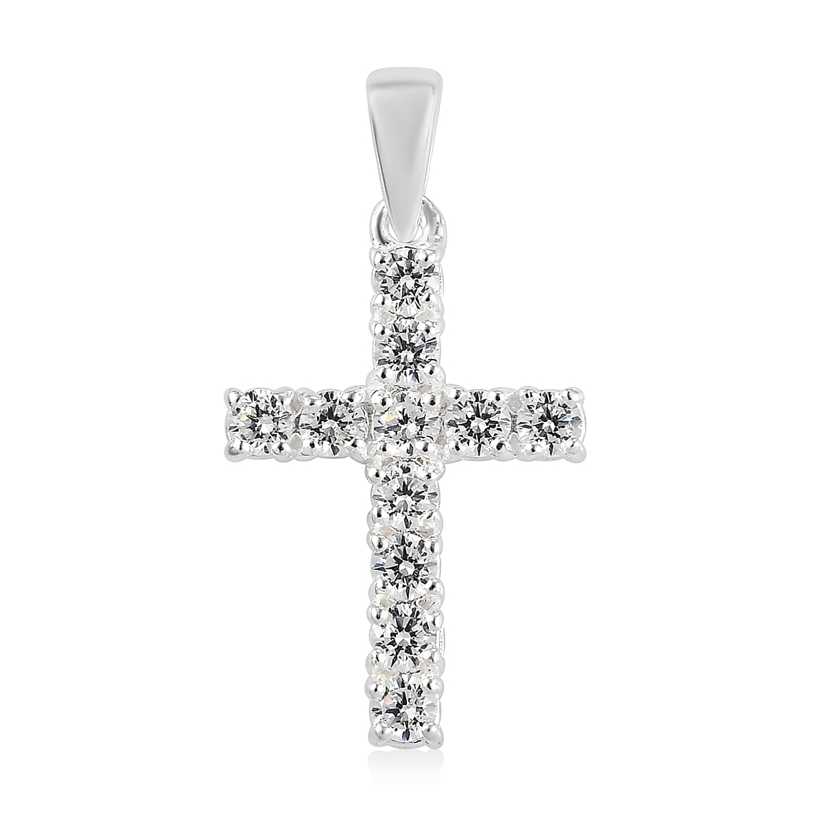 Simulated Diamond Cross Pendant in Sterling Silver 1.25 ctw image number 0