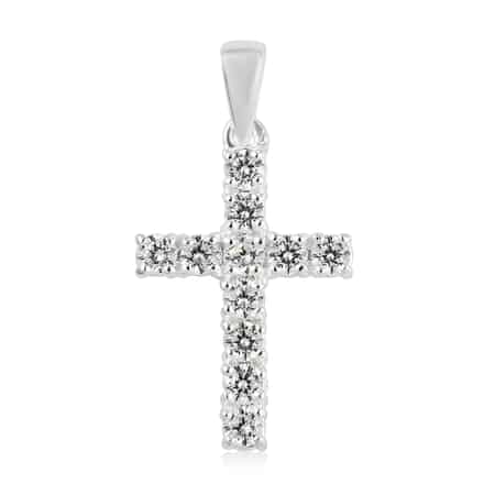 Simulated Diamond Cross Pendant in Sterling Silver 1.25 ctw image number 0