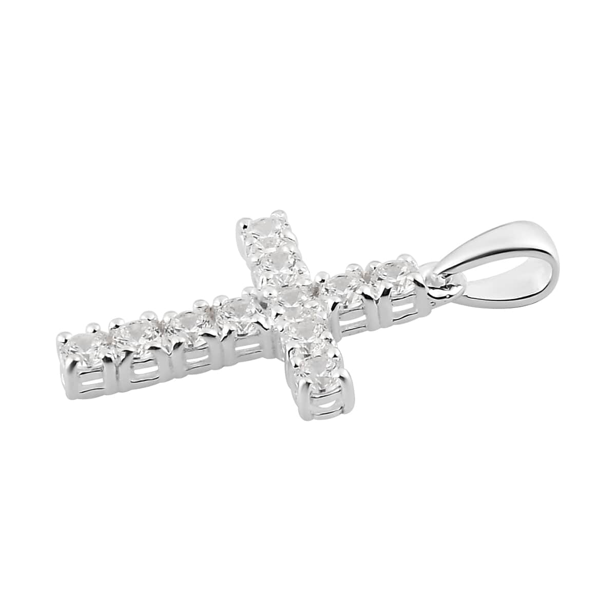 Simulated Diamond Cross Pendant in Sterling Silver 1.25 ctw image number 2