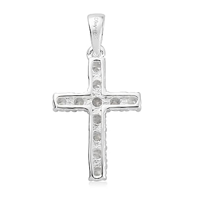 Simulated Diamond Cross Pendant in Sterling Silver 1.25 ctw