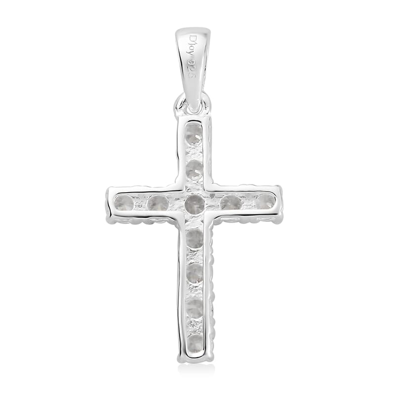 Simulated Diamond Cross Pendant in Sterling Silver 1.25 ctw
