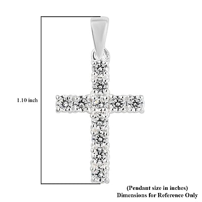 Simulated Diamond Cross Pendant in Sterling Silver 1.25 ctw