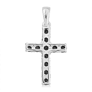 Simulated Amethyst Diamond Cross Pendant in Sterling Silver 1.35 ctw
