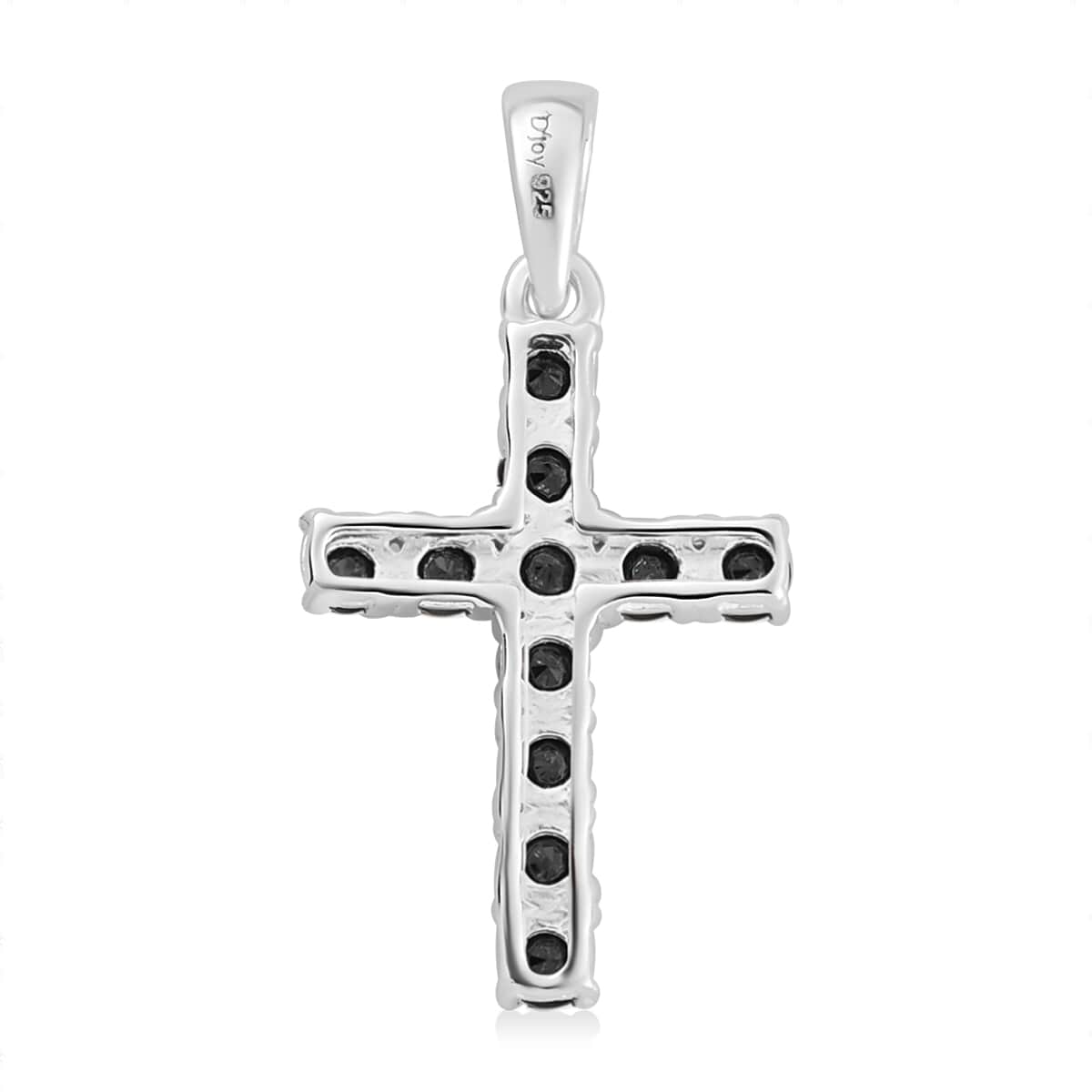 Simulated Amethyst Diamond Cross Pendant in Sterling Silver 1.35 ctw image number 3