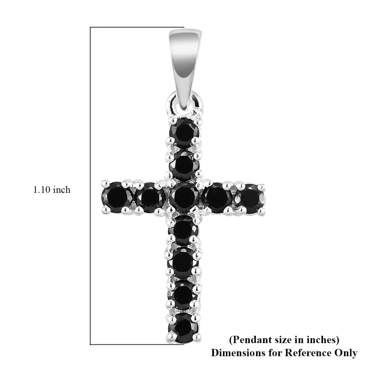 Simulated Black Diamond Cross Pendant in Sterling Silver 1.35 ctw image number 4
