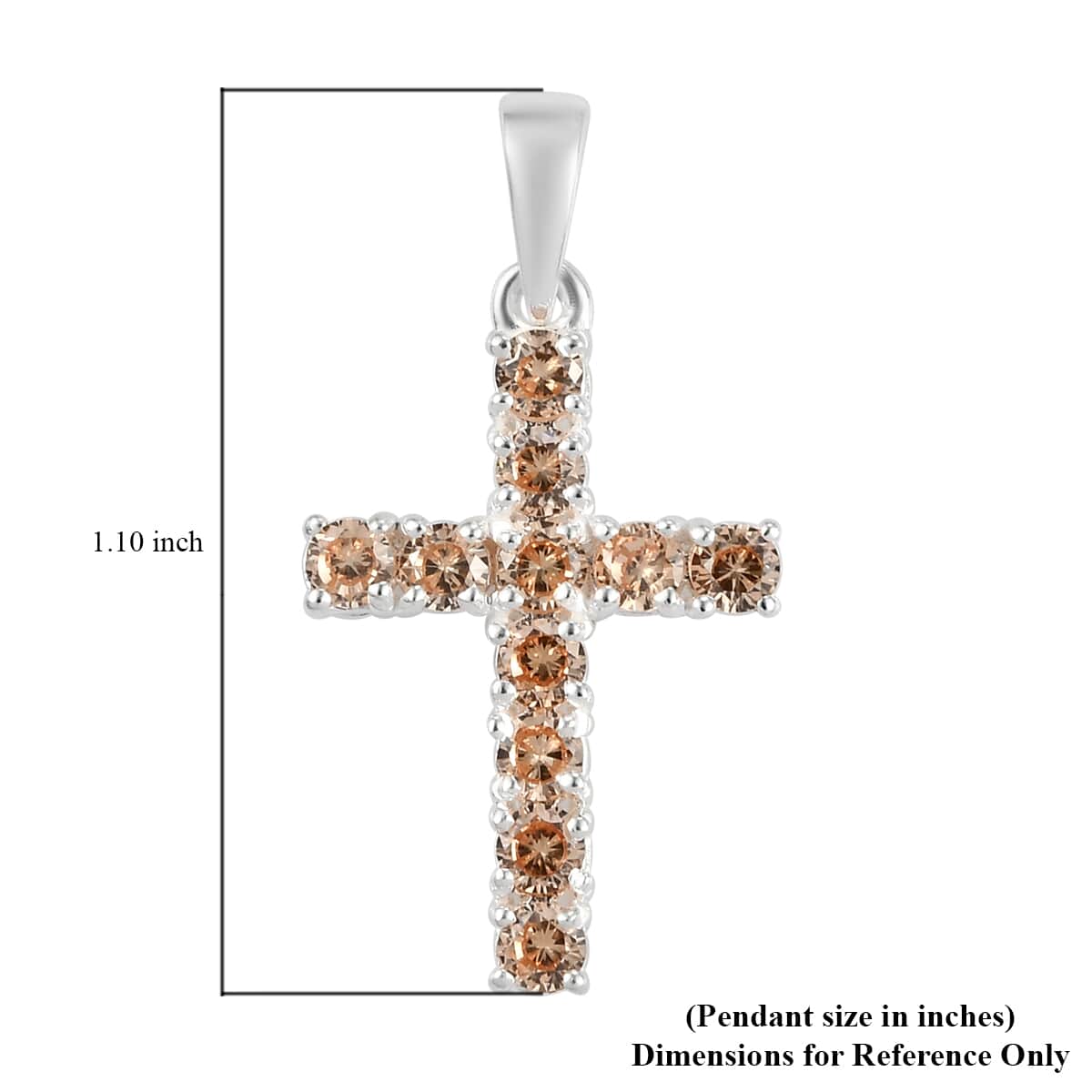Simulated Champagne Diamond Cross Pendant in Sterling Silver 1.35 ctw image number 4