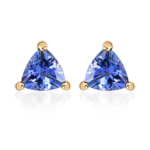 Tanzanite Solitaire Earrings in 14K RG Over Sterling Silver|Gold Stud Earrings For Women|Birthday Gifts For Her 0.65 ctw