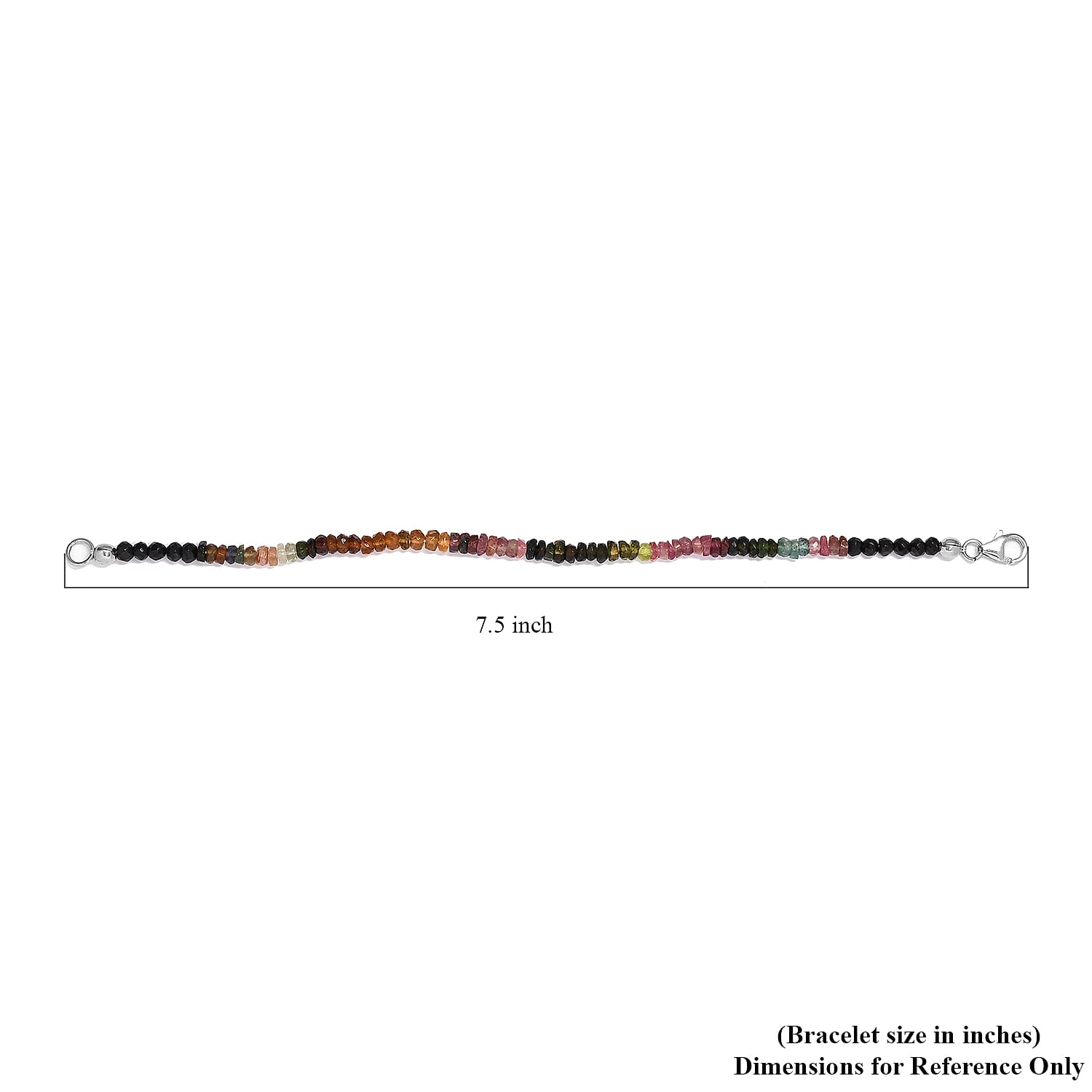Multi-Tourmaline Beaded Bracelet in Rhodium Over Sterling Silver (7.25 In) 24.00 ctw