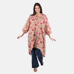 Tamsy Peach Floral Print Tunic - One Size Plus