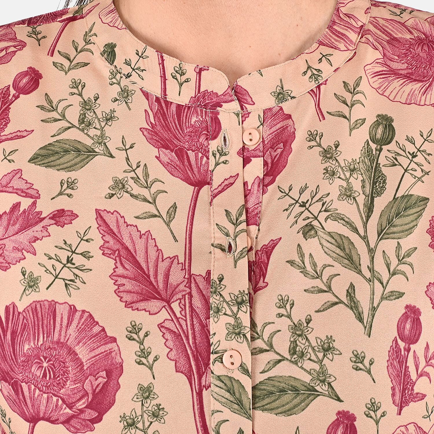 Tamsy Peach Floral Print Tunic - One Size Plus