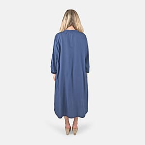 Tamsy Navy Poppy Print Tunic - One Size Missy