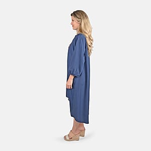 Tamsy Navy Poppy Print Tunic - One Size Missy