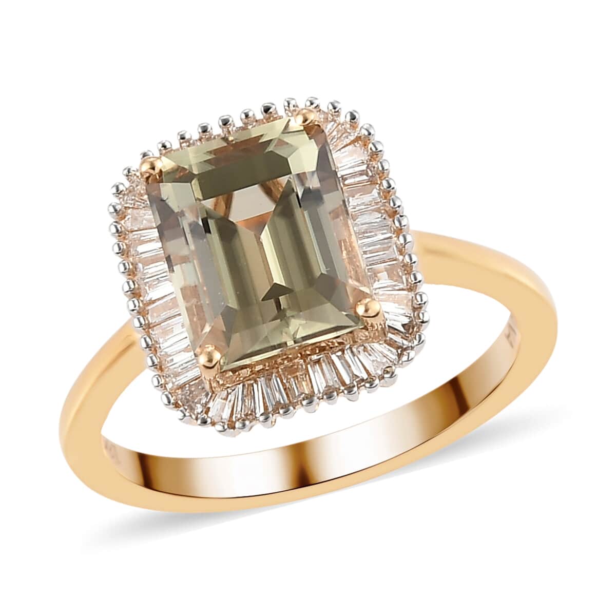 Iliana 18K Yellow Gold AAA Turkizite and G-H SI Diamond Halo Ring (Size 6.0) 3.10 ctw image number 0
