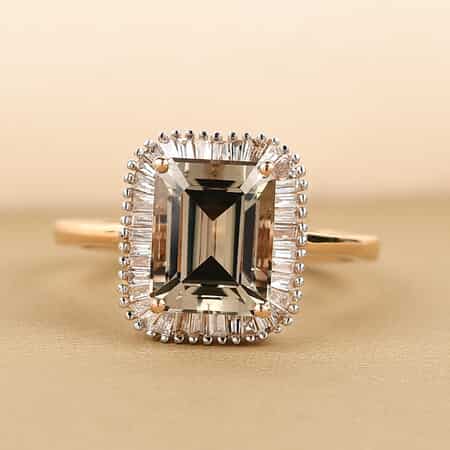 Iliana 18K Yellow Gold AAA Turkizite and G-H SI Diamond Halo Ring (Size 6.0) 3.10 ctw image number 1