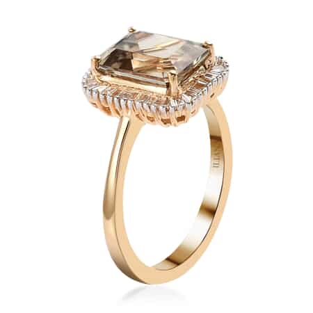 Iliana 18K Yellow Gold AAA Turkizite and G-H SI Diamond Halo Ring (Size 6.0) 3.10 ctw image number 3