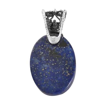 Lapis Lazuli Solitaire Pendant in Sterling Silver 23.85 ctw image number 3
