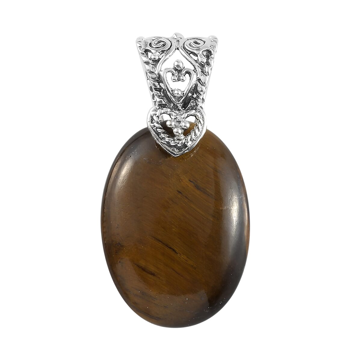 Tiger's Eye Solitaire Pendant in Sterling Silver 23.25 ctw image number 0