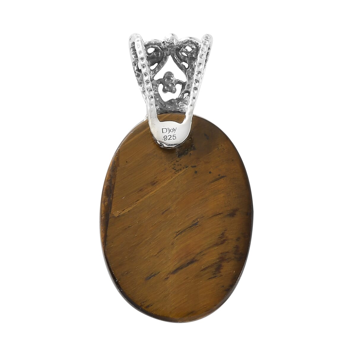 Tiger's Eye Solitaire Pendant in Sterling Silver 23.25 ctw image number 3