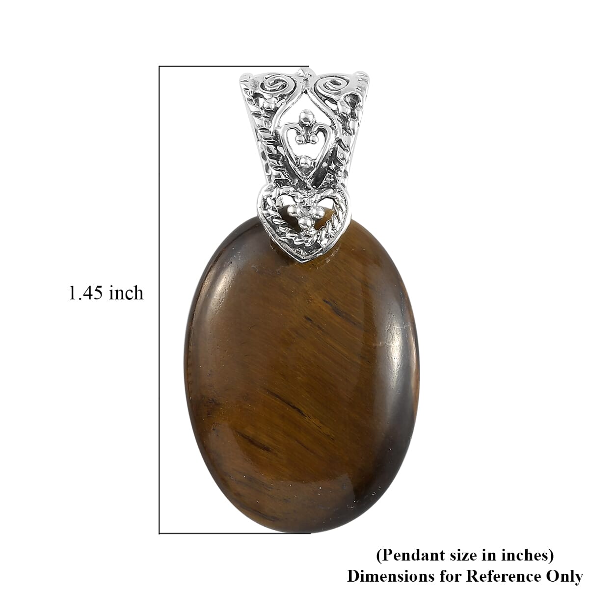 Tiger's Eye Solitaire Pendant in Sterling Silver 23.25 ctw image number 4