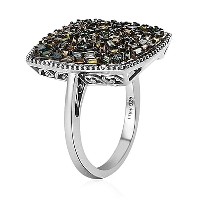Multi Diamond Cocktail Ring in Rhodium and Platinum Over Sterling Silver (Size 10.0) 1.00 ctw