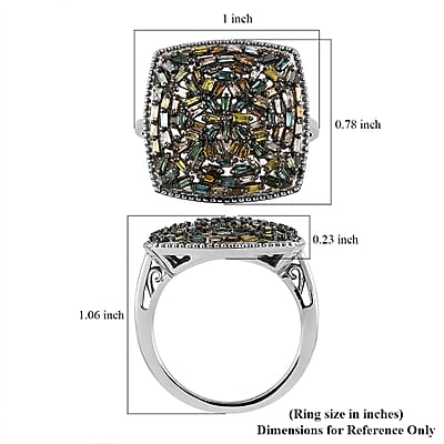 Multi Diamond Cocktail Ring in Rhodium and Platinum Over Sterling Silver (Size 10.0) 1.00 ctw