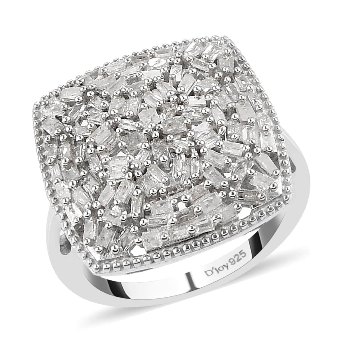 Diamond Cocktail Ring in Platinum Over Sterling Silver (Size 6.0) 1.00 ctw image number 0
