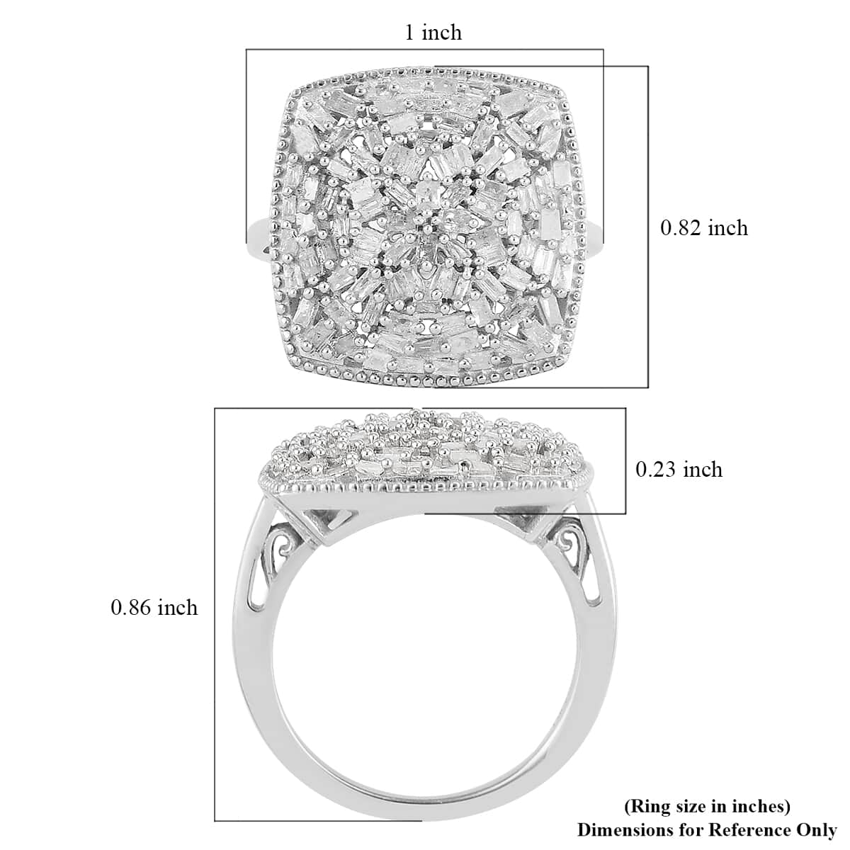 Diamond Cocktail Ring in Platinum Over Sterling Silver (Size 6.0) 1.00 ctw image number 5