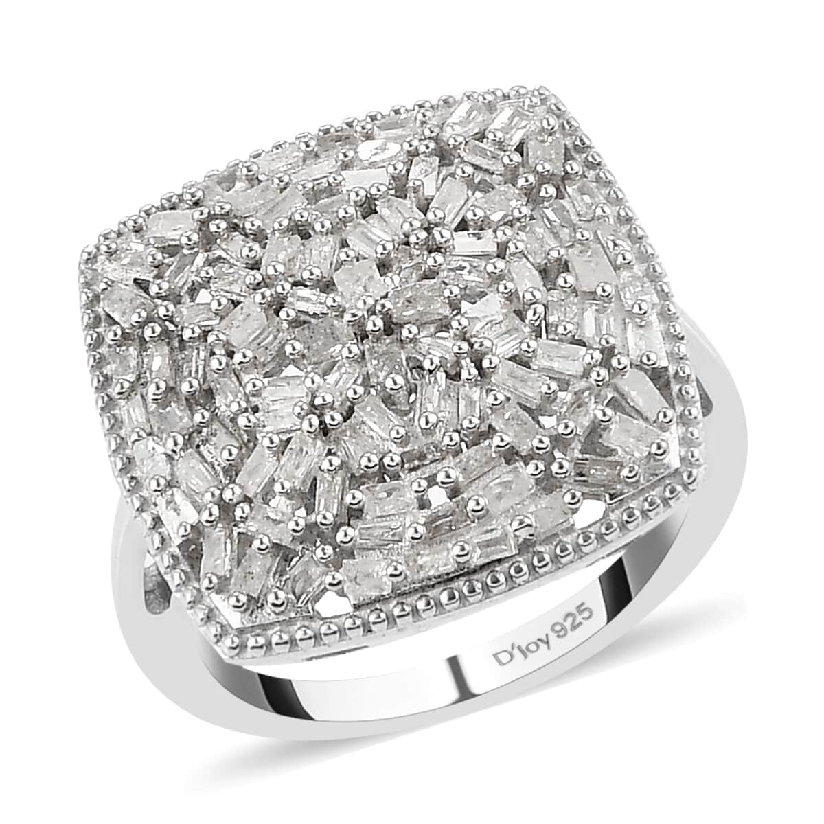 Diamond Cocktail Ring in Platinum Over Sterling Silver (Size 7.0) 1.00 ctw image number 0