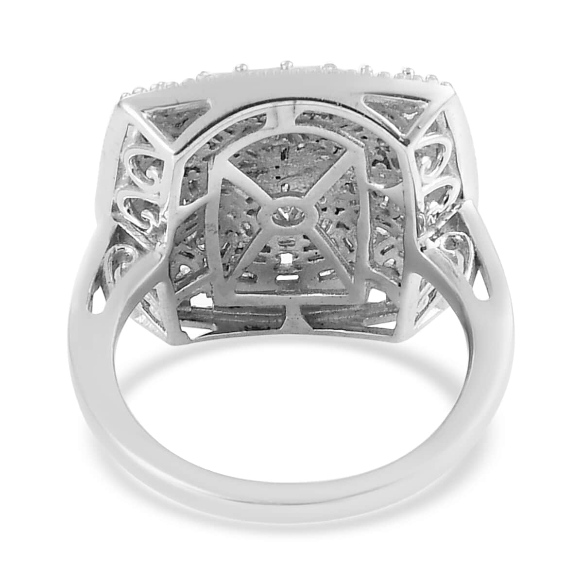 Diamond Cocktail Ring in Platinum Over Sterling Silver (Size 7.0) 1.00 ctw image number 4