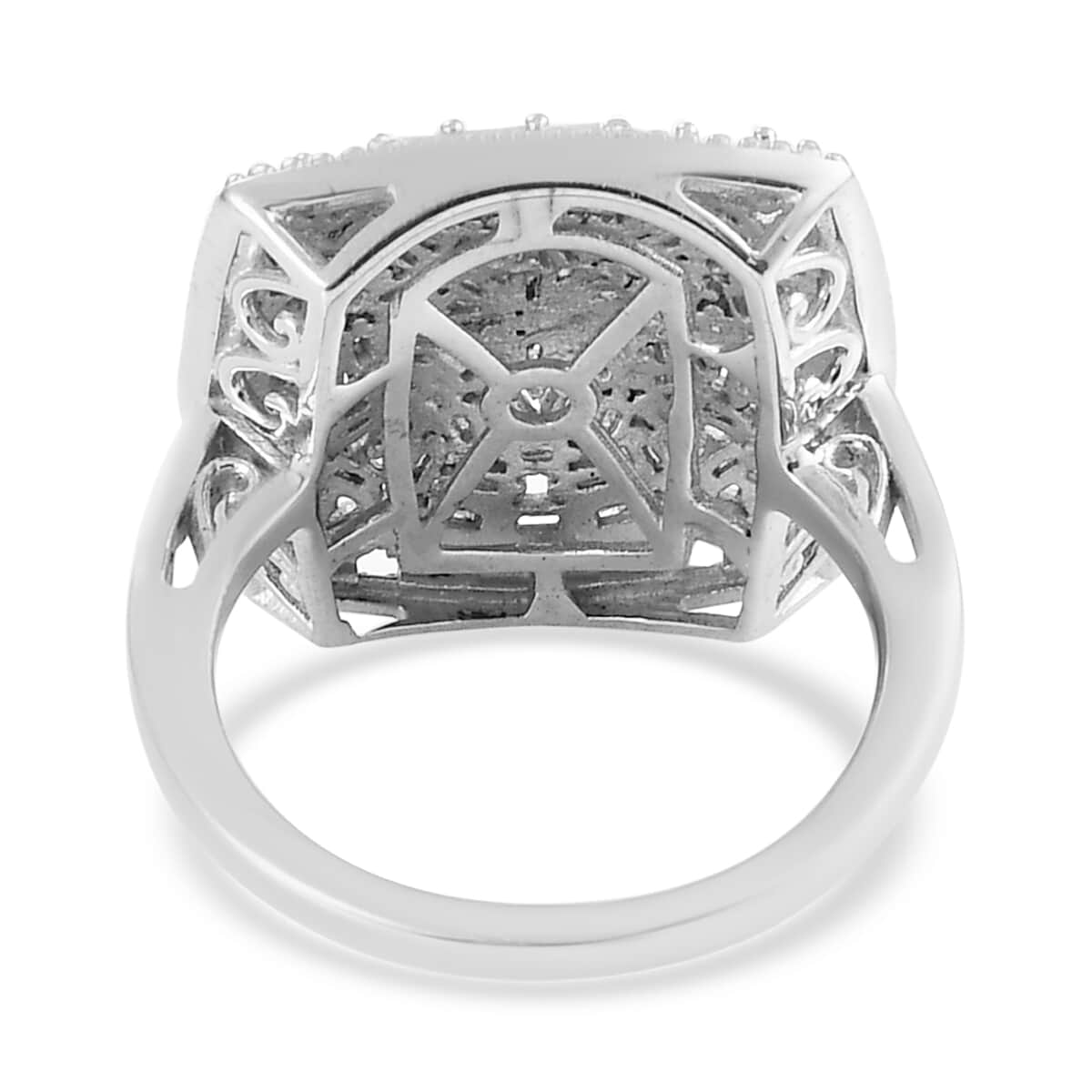 Diamond Cocktail Ring in Platinum Over Sterling Silver (Size 8.0) 1.00 ctw image number 4