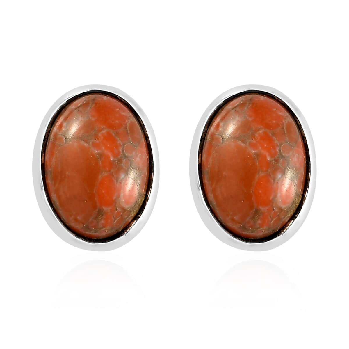Mojave Orange Turquoise Solitaire Stud Earrings in Sterling Silver 2.25 ctw image number 0