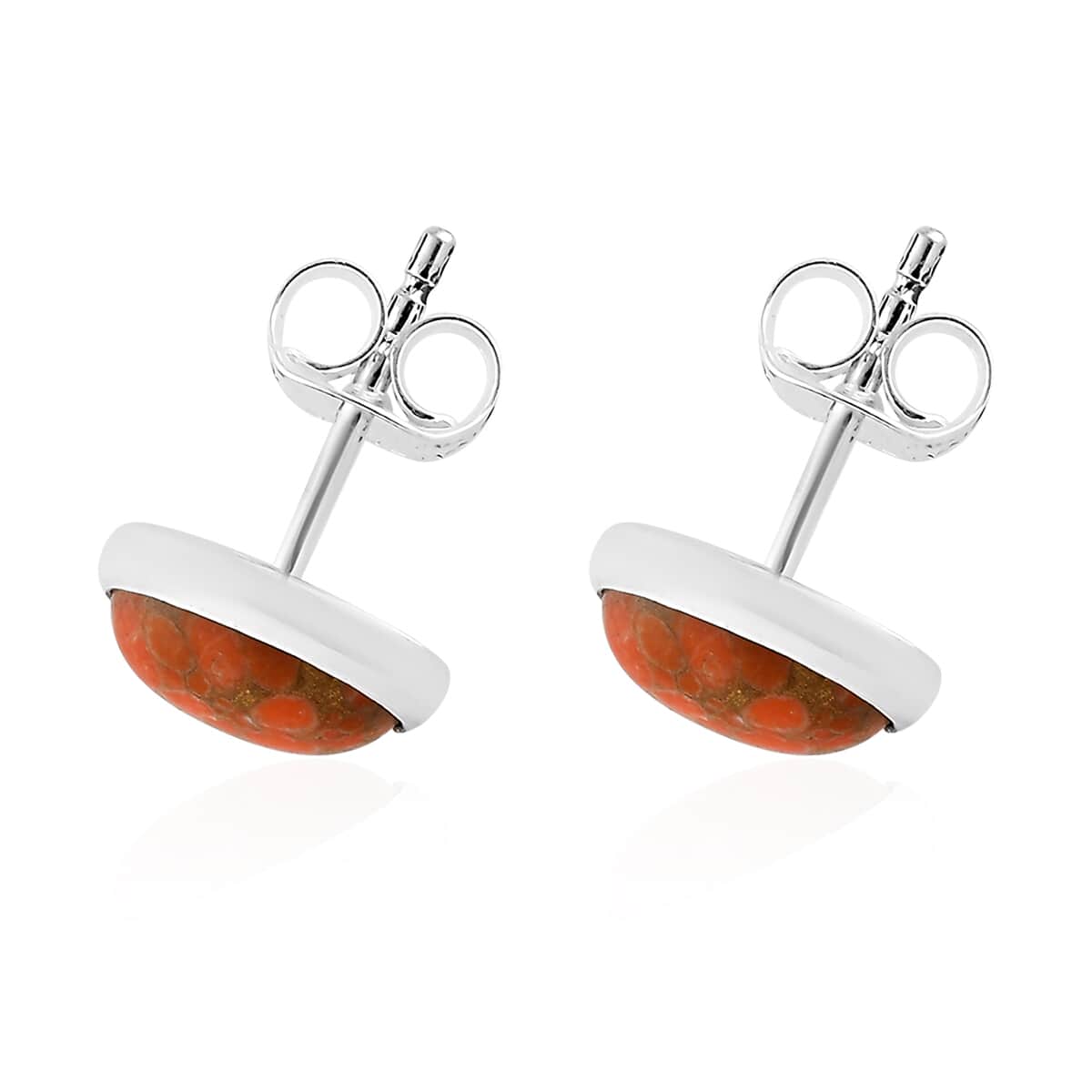 Mojave Orange Turquoise Solitaire Stud Earrings in Sterling Silver 2.25 ctw image number 3