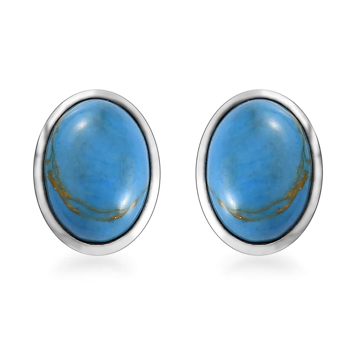 Mojave Blue Turquoise Solitaire Stud Earrings in Sterling Silver 2.15 ctw image number 0