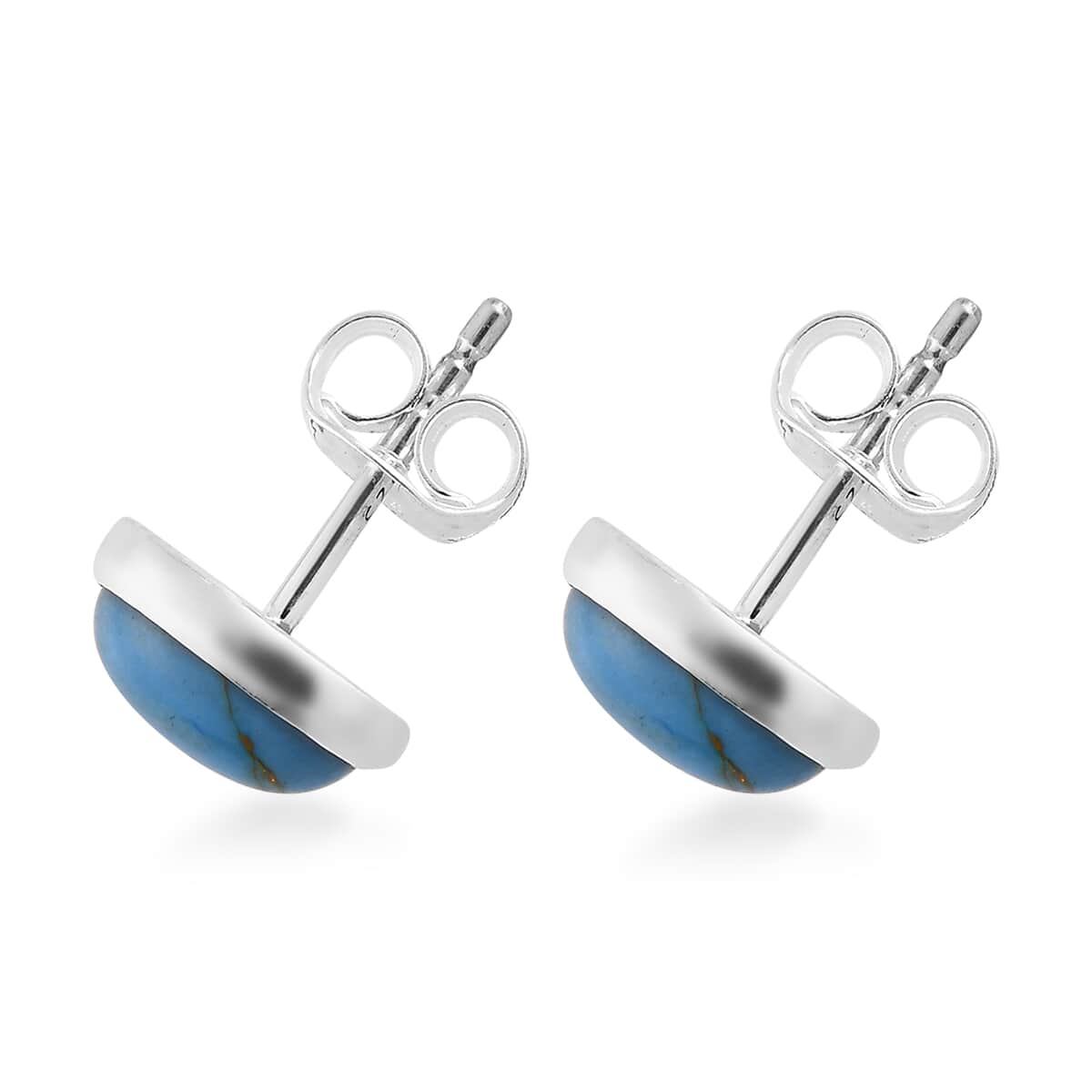 Mojave Blue Turquoise Solitaire Stud Earrings in Sterling Silver 2.15 ctw image number 3